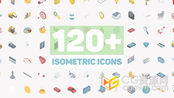 AE模板120+很酷的商业运输施工设计网站医疗等距图标元素创建公司项目交互式动画