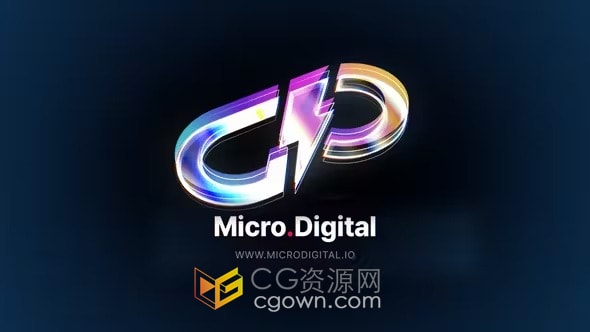 创意高科技明亮彩色数字化活力能量LOGO展示-AE模板