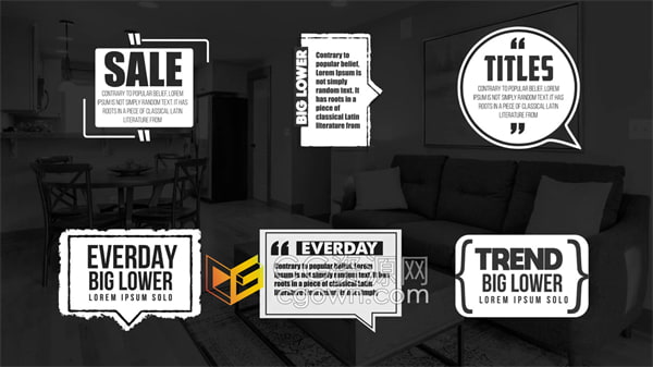 AE模板-6个Quotes Titles行情报价全屏标题动画