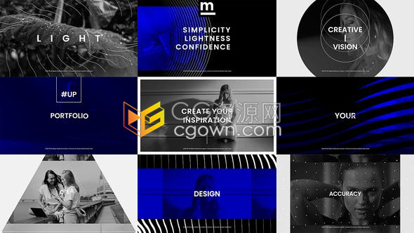 AE模板-简单线条演绎图形动画过渡元素制作产品相册公司企业网站宣传视频