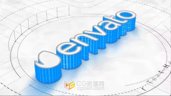 AE模板-简单风格3D建筑绘图挤压标志动画