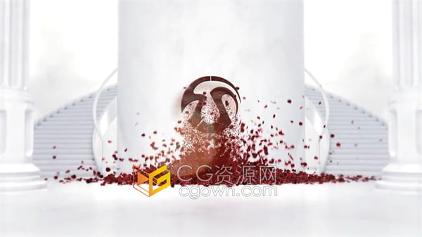 AE模板-动态动画玫瑰花瓣沿旋梯飞落演绎高端优雅标志LOGO片头