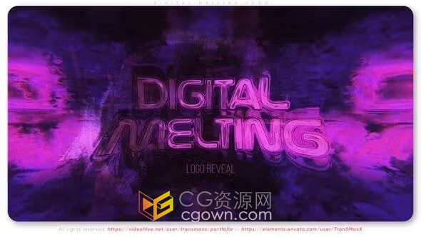 数字融合风格故障和未来元素游戏标题动画技术LOGO片头-AE模板