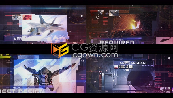 AE模板-数字游戏推广军事战争界面HUD全息幻灯片视差效果技术企业宣传视频