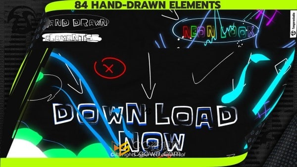 AE模板-84个字母符号手绘设计元素动画集合视频叠加效果