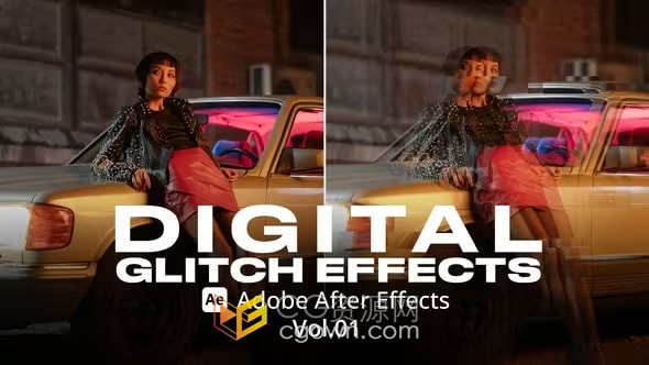 一键创建流行的数字故障扭曲效果-AE模板