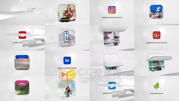 AE模板-社交媒体网络平台互联网公司图标动画演示