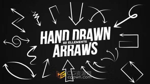 AE模板-50个手绘箭头动画元素Hand Drawn Arrows