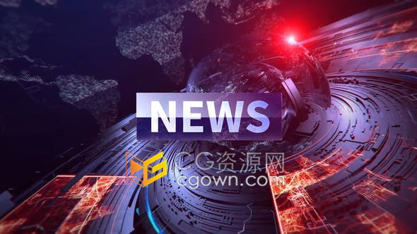 AE模板-晚间新闻News视频片头制作包括开场字幕条背景视频素材