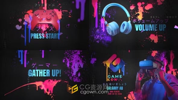 AE模板-墨水滴溅时尚多彩活动开场白艺术表演片头