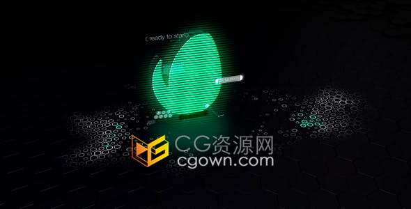 AE模板-六边形蜂巢元素故障全息动画高科技公司简介LOGO片头视频