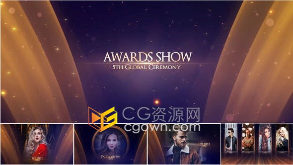 AE模板-2套颁奖典礼活动视频包装制作时尚高贵金色宣传片