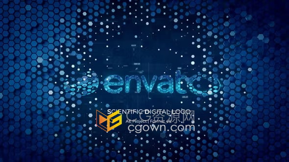 AE片头模板-蜂窝状图形动画演示医学科学片头数字企业科技标志