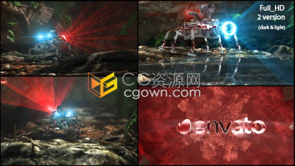 AE模板-三维森林电影场景机器人扫描揭示高科技数字企业公司标志LOGO片头