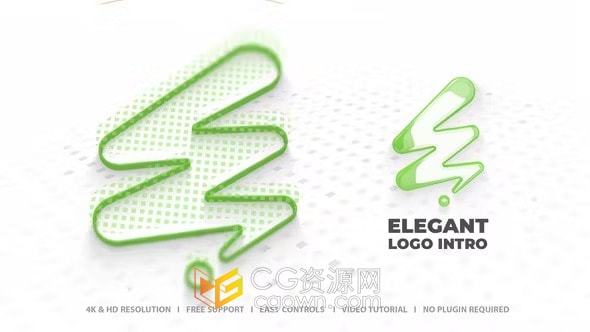 优雅简约立体线条绘制闪亮光泽感企业LOGO动画-AE模板