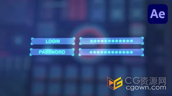 AE模板-科幻技术用户界面高科技登录标志介绍HUD Hi-Tech Login Logo Intro