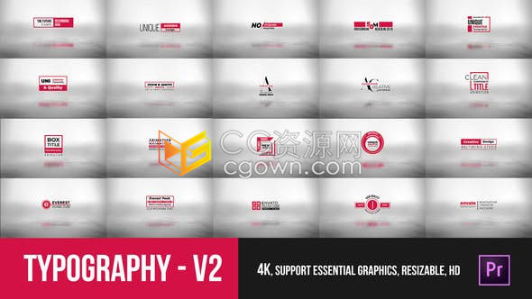 PR工程/AE模板-20种简洁创意文字标题字幕排版动画免费下载