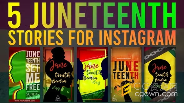 Juneteenth Stories竖屏海报AE模板免费下载