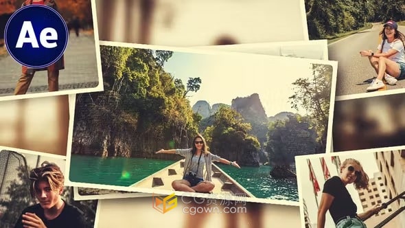 AE视频模板-旅游回忆纪念相册简单实用照片幻灯片