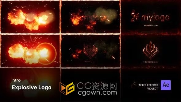 AE模板-爆炸卡通火焰标志动画社交媒体视频介绍开场