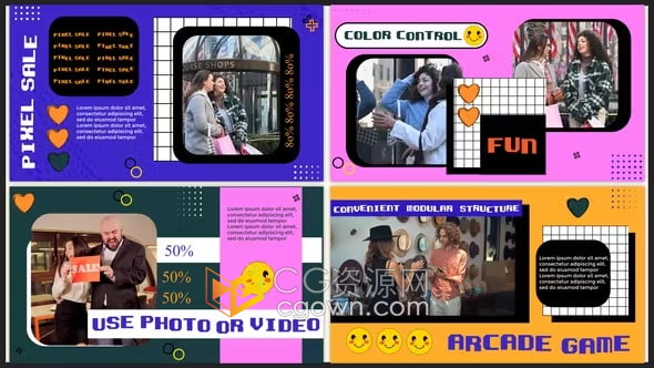 AE模板-多彩抽象像素艺术销售活动幻灯片Pixel Sale Slideshow