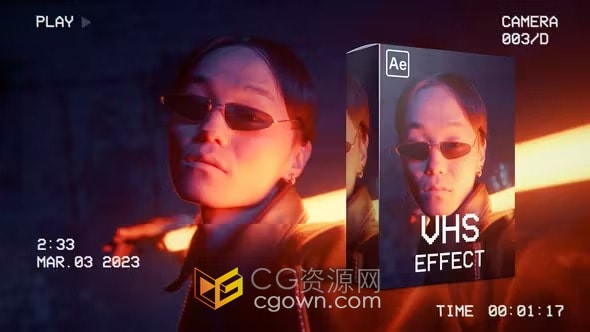 复古录像带倒带失真故障VHS效果叠加免费下载AE模板