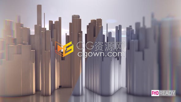 AE模板-破碎LOGO三维挤压像建筑场面动画金属标志视频片头E3D制作