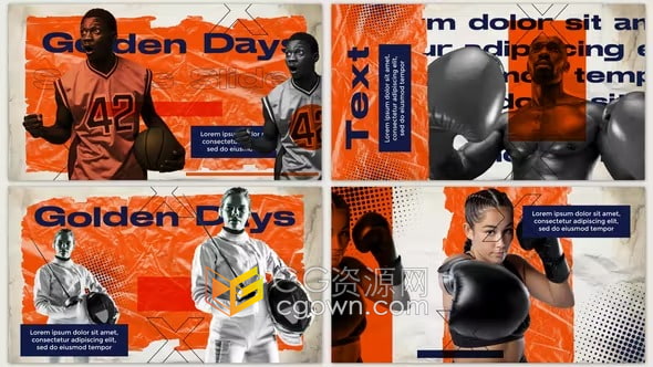 AE模板-剪纸效果定格动画团队介绍球员简介体育赛事运动预告片