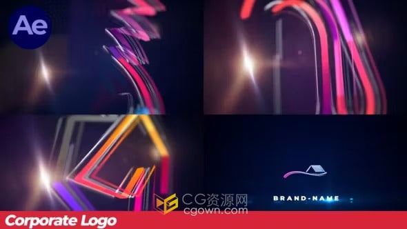 AE模板-快速发光LOGO演绎动画公司标志介绍