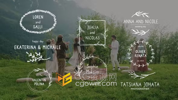 精美婚礼标题与装饰婚纱照相册婚庆视频文本动画-AE模板