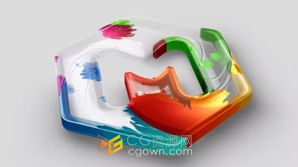 闪亮光泽感玻璃质感彩色颜料填充标志动画-AE模板