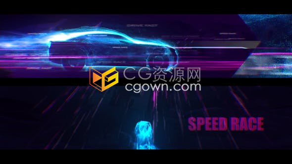 AE模板-发光粒子拖影跑车动画效果汽车行业LOGO开场宣传片头