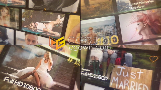 AE/PR模板-制作甜蜜回忆相册展示照片动画幻灯片相册效果