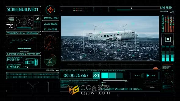 AE模板-军事医疗科技主题HUD700屏幕用户界面元素