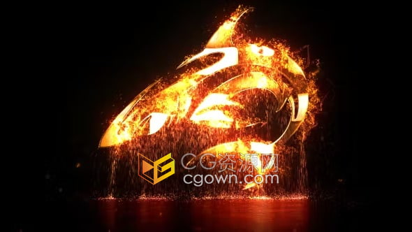 燃烧粒子逼真金属光泽饰面标志显示AE 片头模板