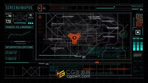 AE模板-科技元素HUD700 屏幕地图 MAP5
