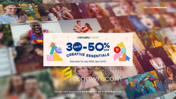 AE模板-马赛克照片视频墙社交媒体Vlog短片介绍宣传片头