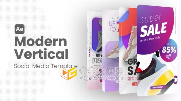 4K现代垂直社交媒体动态海报AE广告视频模板