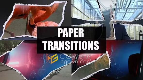 AE模板-纸张过渡粗糙撕纸动画转场效果Paper Transitions