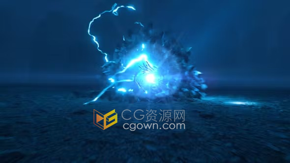 带有强烈的闪电火花和发光效果动态能量高压冲击标志动画-AE模板