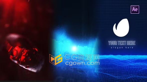 Metaverse VR Logo Reveal虚拟现实3D故障霓虹灯游戏标志-AE模板