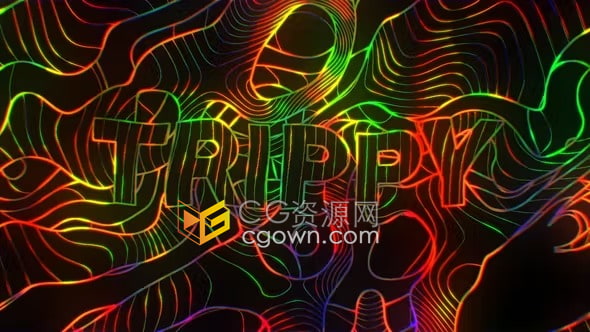 无缝循环多彩发光迷幻动画标题文字片头Trippy Title Loop-AE模板