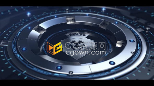 AE模板-科技信息图金属机器旋转场景打开展示LOGO视频片头效果