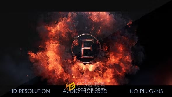 爆炸烟雾火焰特效金属LOGO片头动画视频AE模板