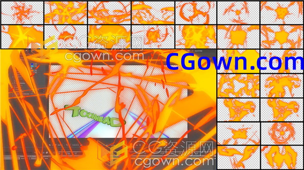 AE模板-制作游戏FX特效卡通能量爆发效果图形动画元素4K素材第四套52种效果