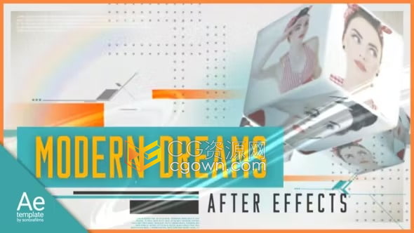 动态动画和漂亮的故障效果节奏感摄影作品展示时尚节目包装-AE模板