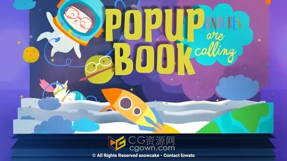 带翻页功能的弹出式立体书籍AE模板