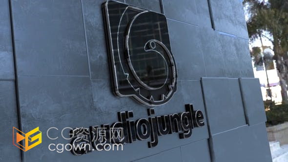 AE模板-商务中心瓷砖背景墙上金属LOGO效果3D动画制作