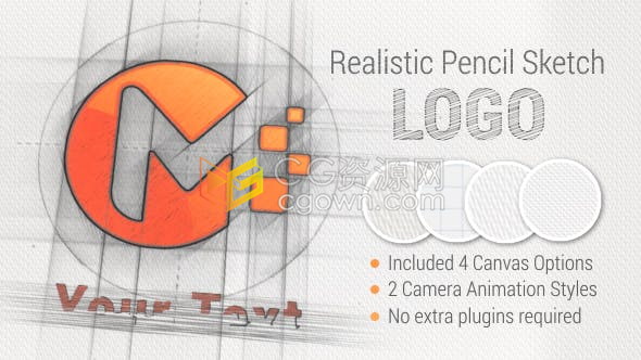 AE模板-彩色铅笔素描蓝图艺术LOGO动画效果视频片头制作