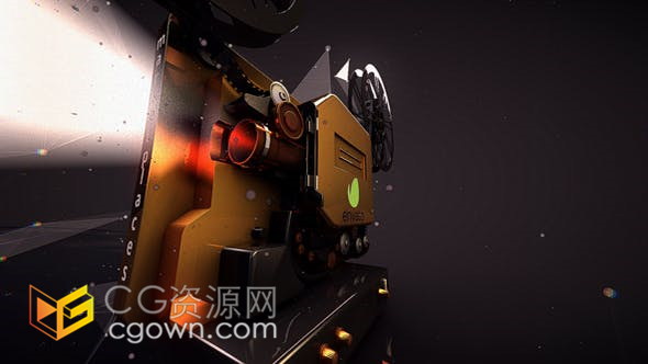AE模板-E3D插件制作电影院投影机数字式放映机动画演绎LOGO片头